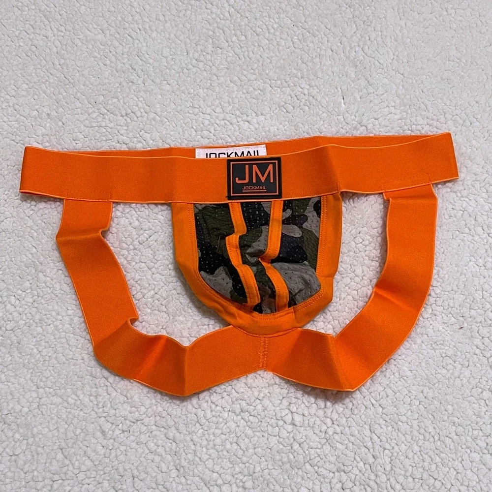 Jockmail Medium (27-30) Mens Camo Mesh Jockstrap Athletic Orange JM233 NEW‎